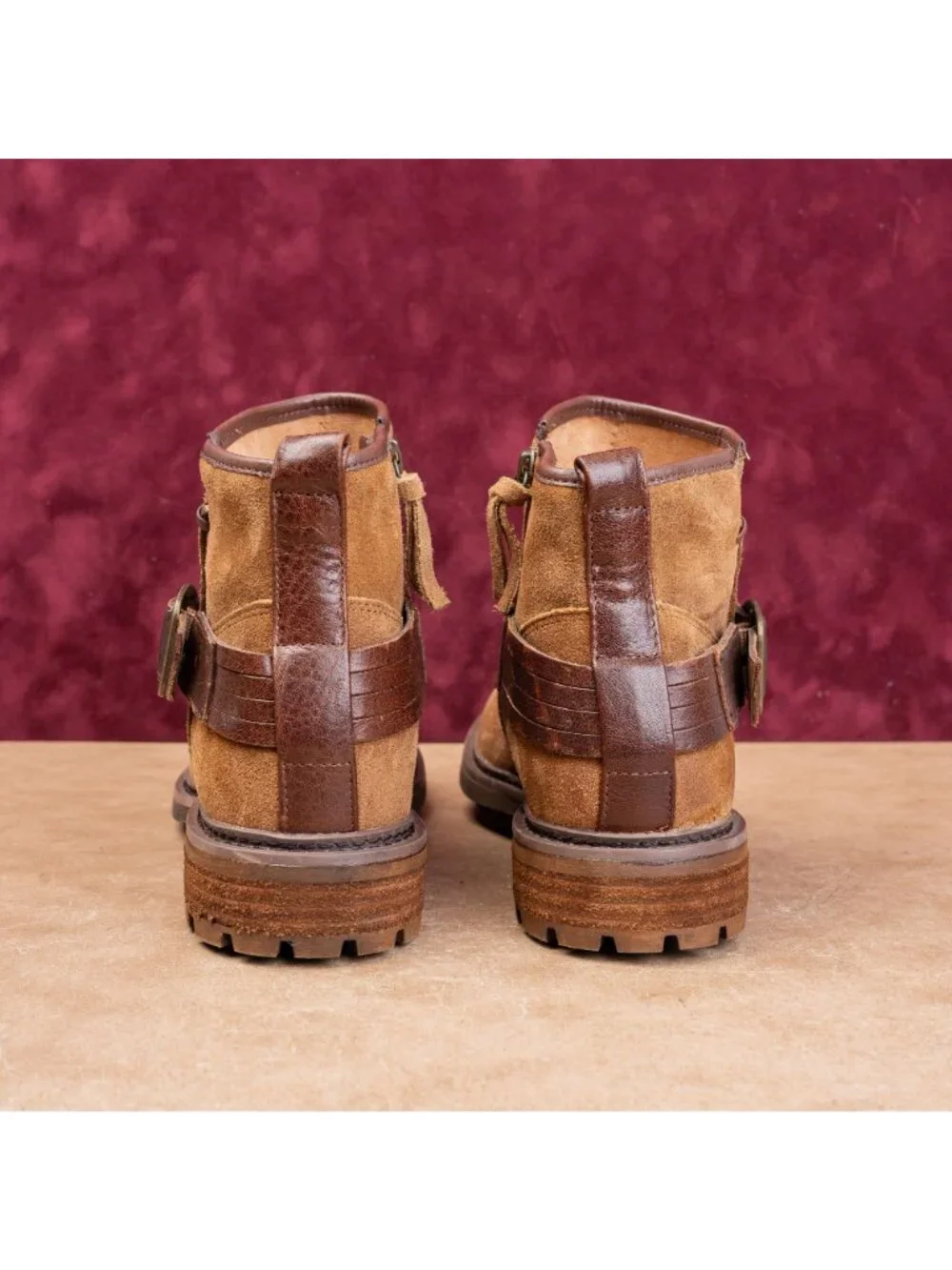 Sofft Women Lavina Brown Suede Lug Zip Strap Fashion Ankle Boots sz 9.5